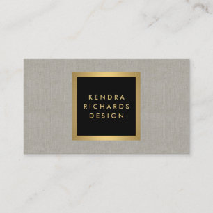 Elegant Black and Gold Designer Linen Effect Business Card