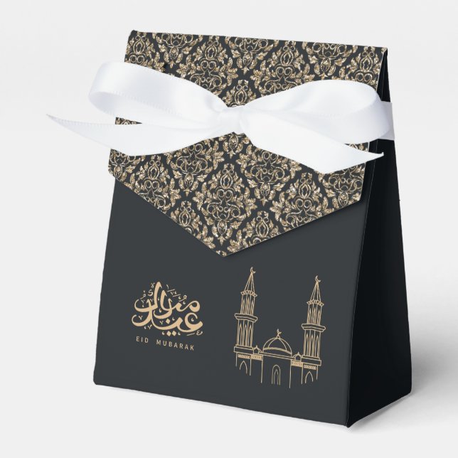 Elegant Black and Gold Eid Mubarak Gift Box (Front Side)