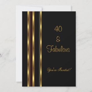 Elegant Black and Gold Fabulous 40th Birthday Invitation