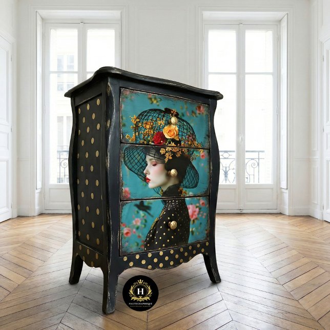 Elegant Black and Gold Floral Birdcage Hat  Tissue Paper (Creator Uploaded)