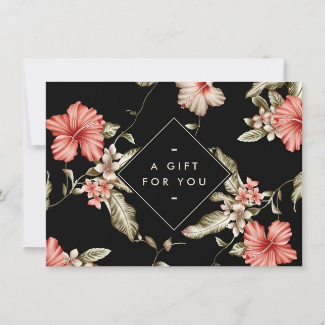 Elegant Black and Gold Floral Pattern Gift Card (Front)