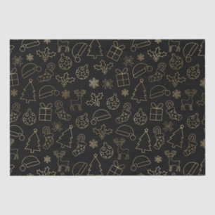 Elegant Black and Gold Foil Christmas Pattern Tissue Paper
