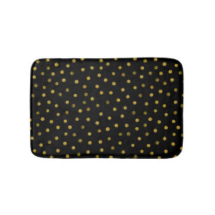 Elegant Black And Gold Foil Confetti Dots Bath Mat