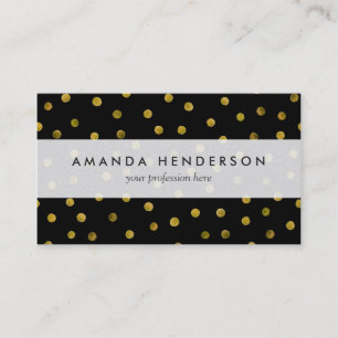 Elegant Black And Gold Foil Confetti Dots Business Card