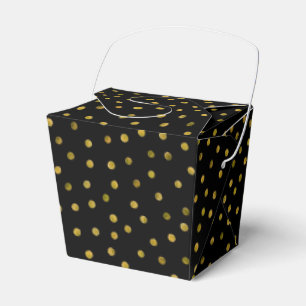 Elegant Black And Gold Foil Confetti Dots Favour Box