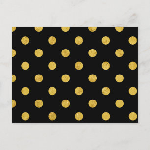 Elegant Black And Gold Foil Polka Dot Pattern Postcard