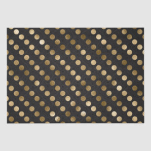 Elegant Black and Gold Foil Polka Dots Pattern Tissue Paper
