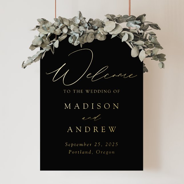 Elegant Black and Gold Foil Script Wedding Welcome Prints (Creator Uploaded)