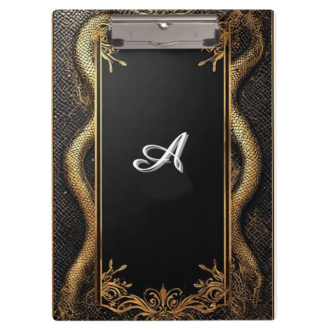 Elegant Black and Gold Frame Clipboard (Front)