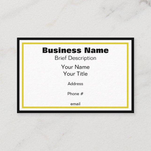 Elegant Black and Gold Frames Generic Business Card (Front)