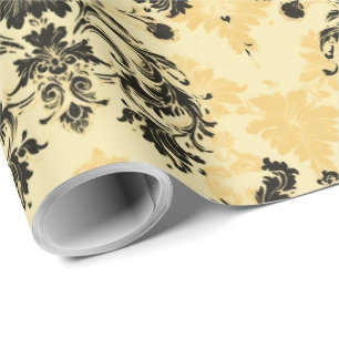 Elegant Black and Gold French Pattern Wrapping Paper
