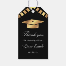 Elegant Black and Gold Gaduation Thank You Favour