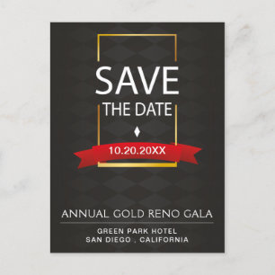 Elegant Black And Gold Gala Save The Date Announcement Postcard