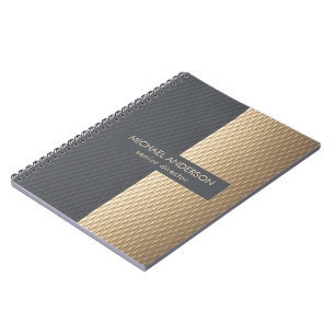 Elegant Black and Gold Geometric Design Notebook