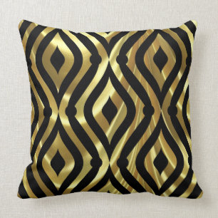 Elegant Black And Gold Geometric Pattern Cushion