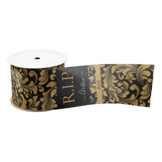 Elegant Black and Gold glam custom name Satin Ribbon