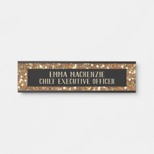 Elegant Black and Gold Glam Name Plate - Door Sign