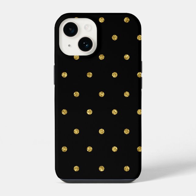 Elegant Black and Gold Glitter Dot Pattern iPhone Case (Back)