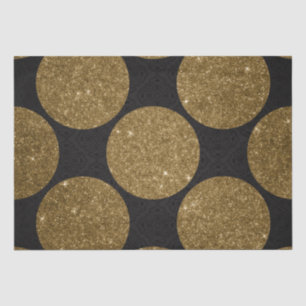 Elegant Black and Gold Glitter Polka Dots Pattern Tissue Paper