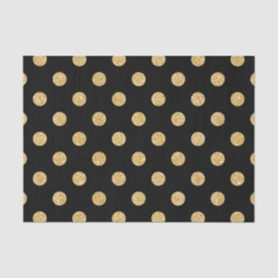 Elegant Black And Gold Glitter Polka Dots Pattern Tissue Paper