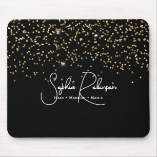 Elegant Black and Gold Glitter Salon Business Mouse Mat