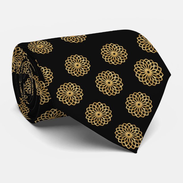 Elegant Black and Gold Glitter Wedding Tie (Rolled)