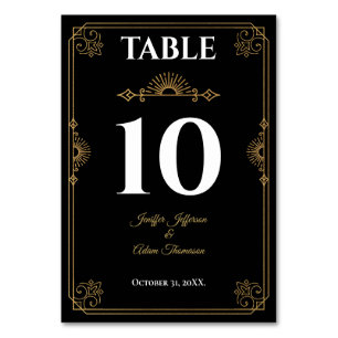 Elegant black and gold Gothic Wedding Table Number