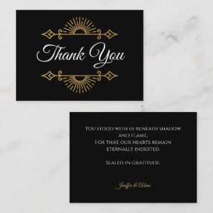 Elegant black and gold Gothic wedding Thank You Card