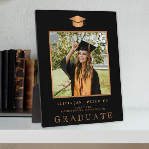 Elegant black and gold graduate photo graduation plaque
