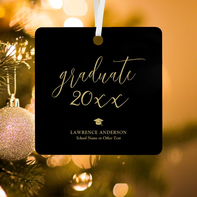 Elegant Black and Gold Graduation Graduate Photo Metal Tree Decoration (Creator Uploaded)