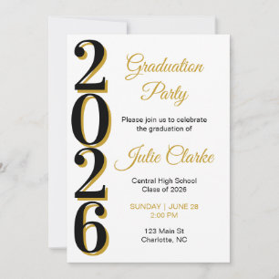 Elegant Black and Gold Graduation Party Invitation