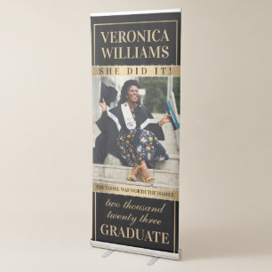 Elegant Black and Gold Graduation Retractable Banner