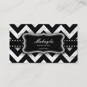 Elegant Black and Gold Grunge Chevron Pattern Business Card