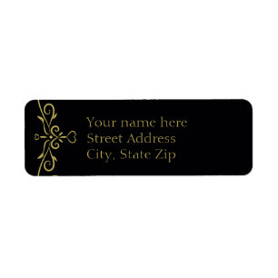 Elegant Black and Gold Heart Return Address