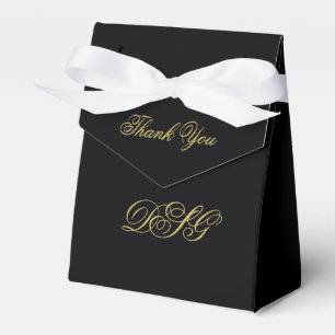 Elegant Black and Gold Heart Wedding Thank You Favour Box