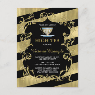 Elegant Black and Gold High Tea Party Invitation
