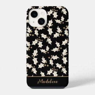 Elegant Black and Gold Holly iPhone 14 Case