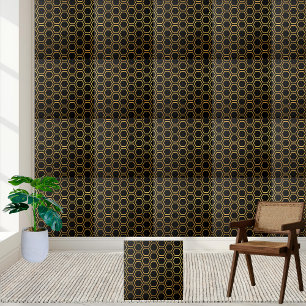 Elegant Black and Gold Honeycomb Hexagon Pattern  Tile