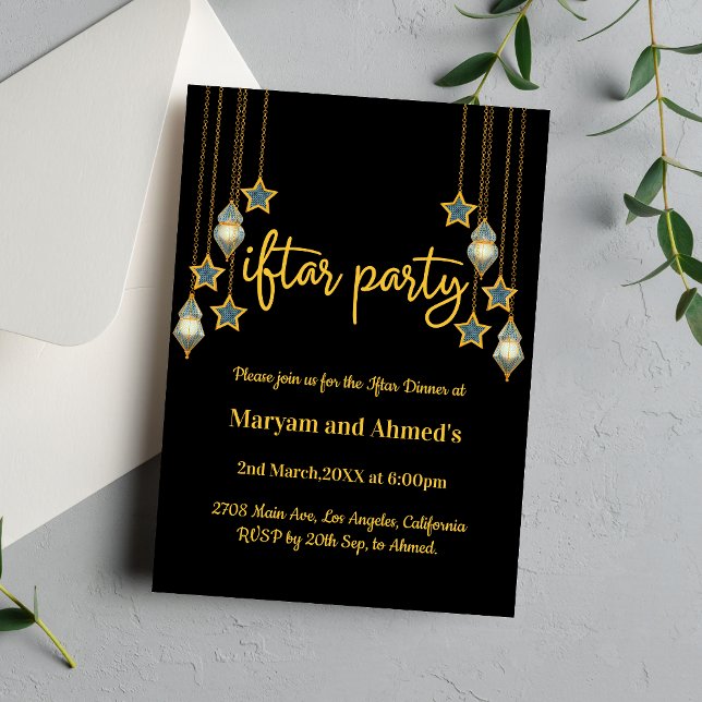 Elegant Black and Gold Iftar Party Invitation (Creator Uploaded)