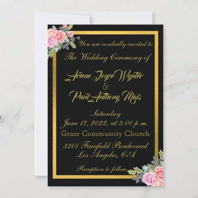 Elegant Black and Gold Invitation (Front)