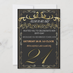 Elegant black and gold invitation to celebrate