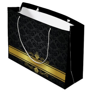 Elegant Black and Gold Large Gift Bag