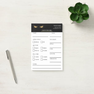 Elegant black and gold Lash Client  Post-it® Notes