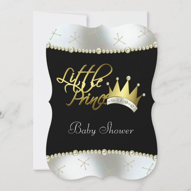 Elegant Black and Gold Little Prince Baby Shower Invitation (Front)
