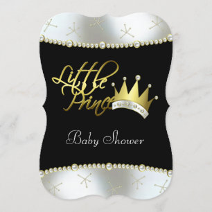 Elegant Black and Gold Little Prince Baby Shower Invitation