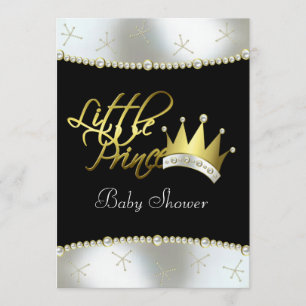 Elegant Black and Gold Little Prince Baby Shower Invitation