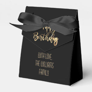 Elegant Black and Gold Look Script Happy Birthday Favour Box