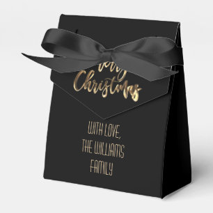 Elegant Black and Gold Look Script Merry Christmas Favour Box