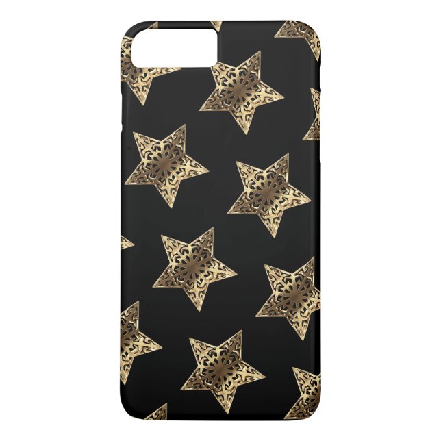 Elegant Black and Gold Look Stars Pattern Case-Mate iPhone Case (Back)