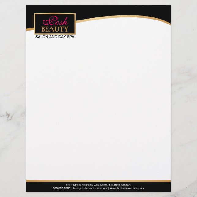 Elegant Black and Gold Luxury Personalised Letterhead (Front)